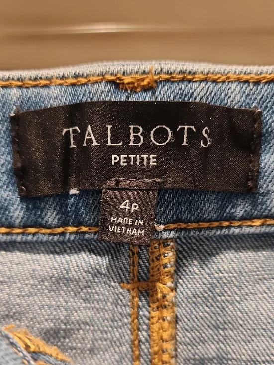 Talbots Petite Light Blue Denim Skirt with Contrast Gold Stitching - Picture 2 of 3